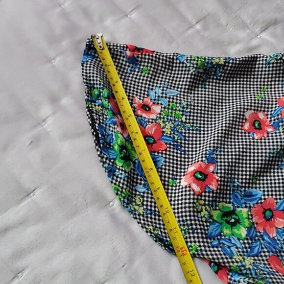 Betsey Johnson Vintage Gingham Floral Tie Back Kimono Raglan Sleeved Top- NWT - Picture 15 of 15